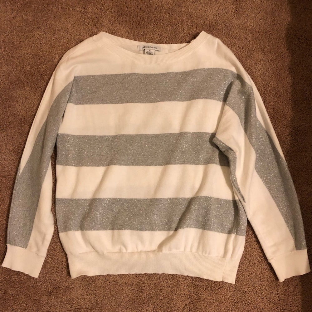 White and silver sparkle sweater
